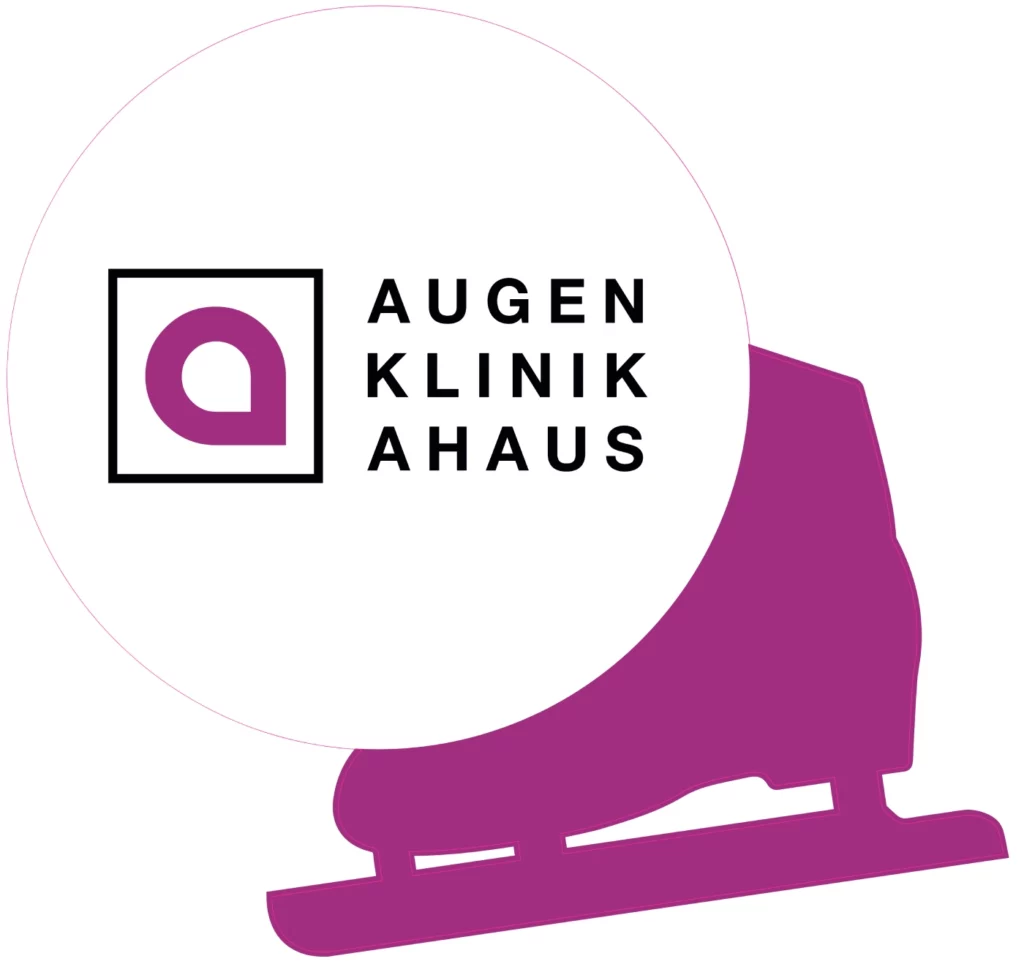 Boarding Sticker - Alle Ogen ON ICE | Augenklinik Ahaus sponsor schaatsbaan Oude Markt Enschede - Augenärzte Gerl & Kollegen